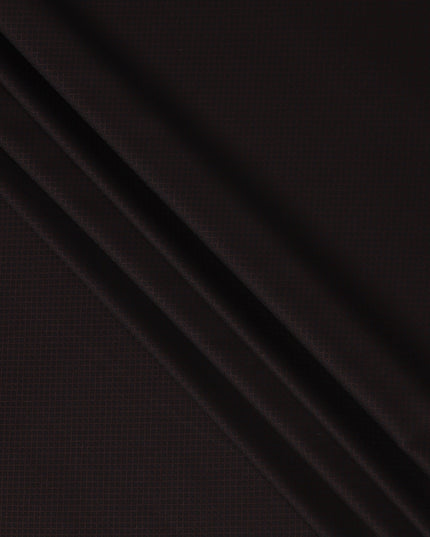 Black with Maroon Geometric Pattern Italian Wool Suiting Fabric, 150 Cms, Italy-D25129