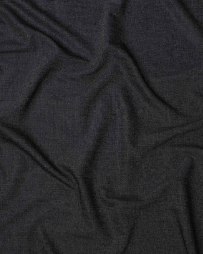 Charcoal Grey Subtle Check Italian Wool Suiting Fabric, 150 Cms, Italy-D25134