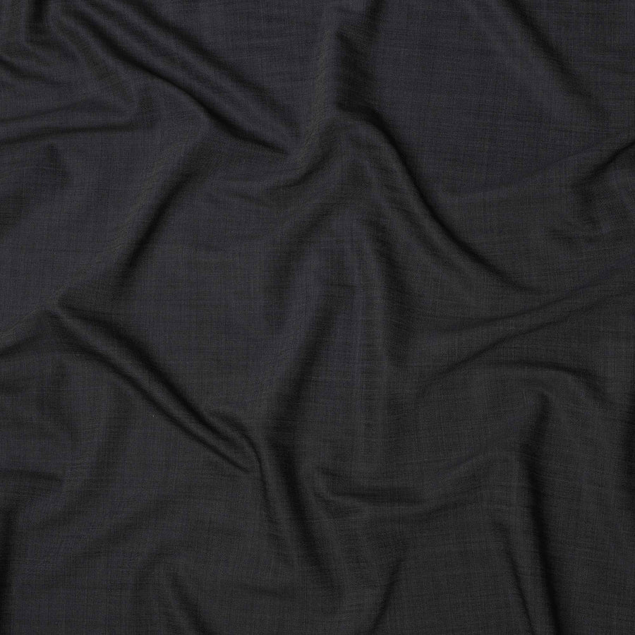Charcoal Grey Subtle Check Italian Wool Suiting Fabric, 150 Cms, Italy-D25134