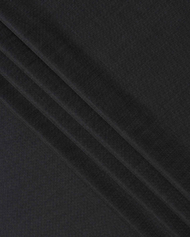 Charcoal Grey Subtle Check Italian Wool Suiting Fabric, 150 Cms, Italy-D25134