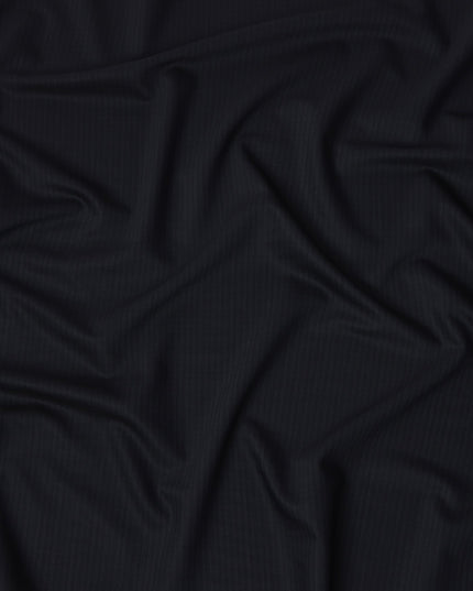 Black with Subtle Pinstripe Italian Wool Suiting Fabric, 150 Cms, Italy-D25140