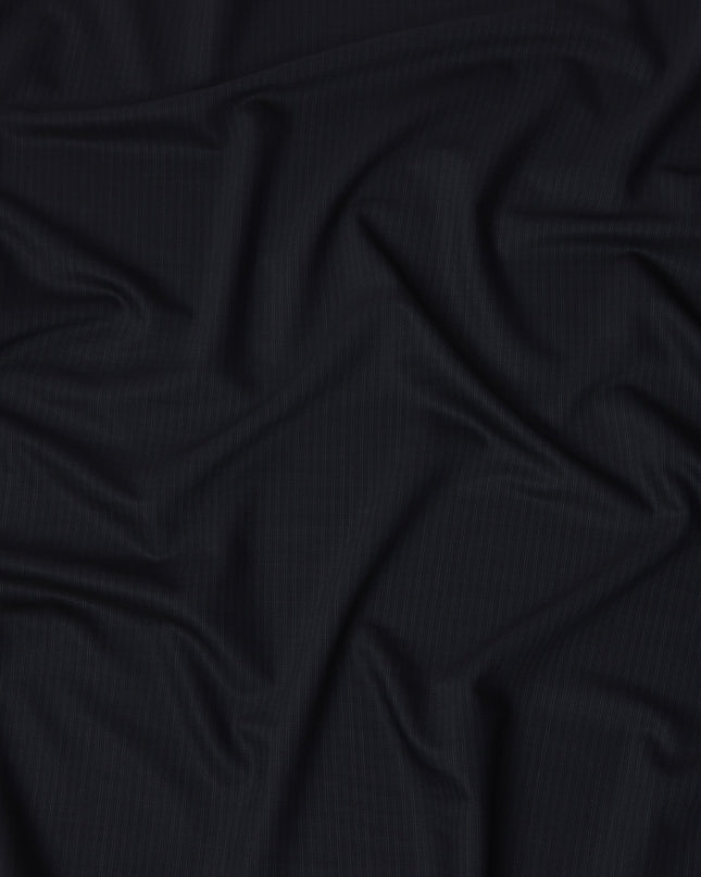 Black with Subtle Pinstripe Italian Wool Suiting Fabric, 150 Cms, Italy-D25140