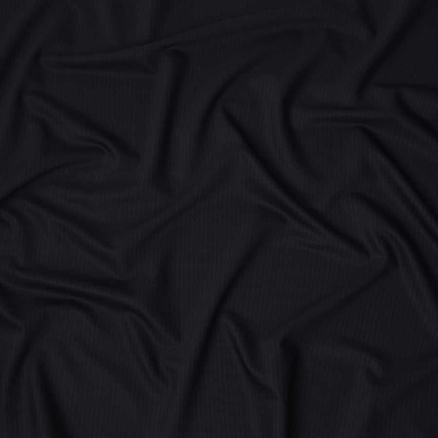 Black with Subtle Pinstripe Italian Wool Suiting Fabric, 150 Cms, Italy-D25140