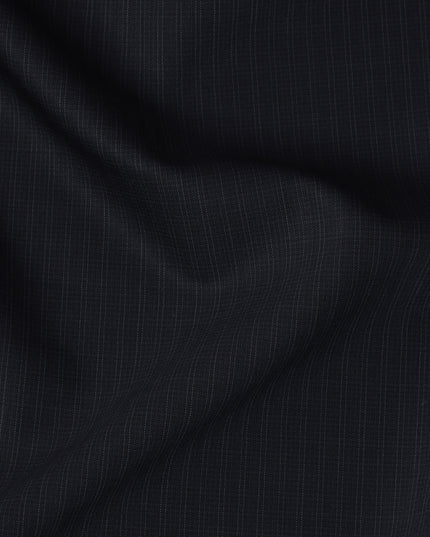 Black with Subtle Pinstripe Italian Wool Suiting Fabric, 150 Cms, Italy-D25140