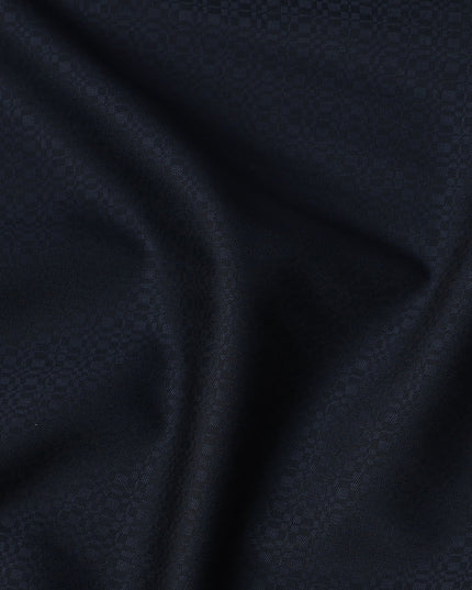 Navy Blue Check Pattern Italian Wool Suiting Fabric, 150 Cms, Italy-D25128