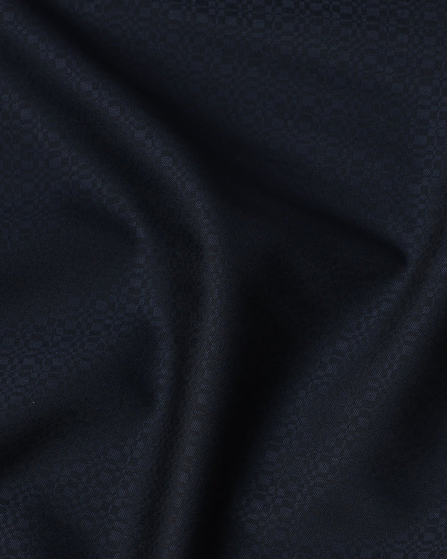 Navy Blue Check Pattern Italian Wool Suiting Fabric, 150 Cms, Italy-D25128