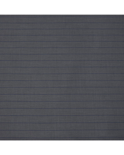 Grey with Navy Pinstripe Italian Wool Suiting Fabric, 150 Cms, Italy-D25138
