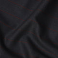Dark Navy with Maroon Pinstripe Italian Wool Suiting Fabric, 150 Cms, Italy-D25139