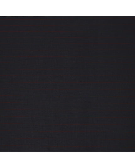 Dark Navy with Maroon Pinstripe Italian Wool Suiting Fabric, 150 Cms, Italy-D25139