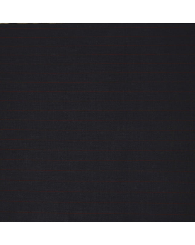 Dark Navy with Maroon Pinstripe Italian Wool Suiting Fabric, 150 Cms, Italy-D25139