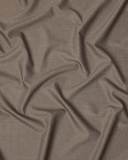 Taupe Solid Italian Wool Suiting Fabric, 150 Cms, Italy-D25137