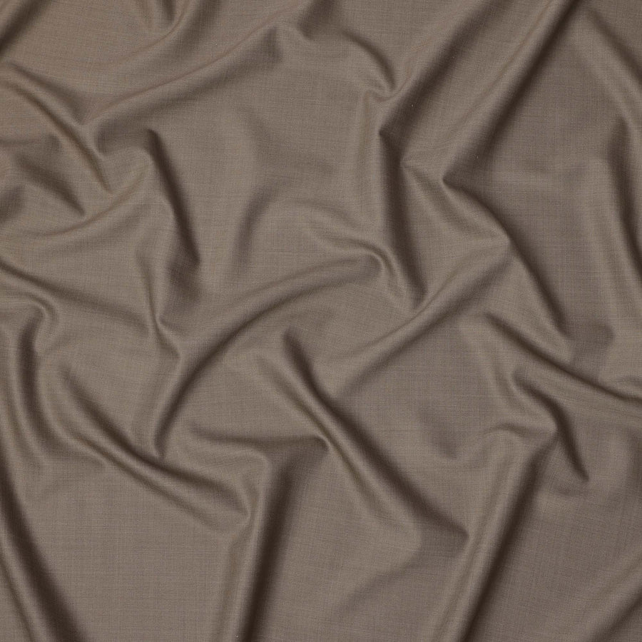 Taupe Solid Italian Wool Suiting Fabric, 150 Cms, Italy-D25137