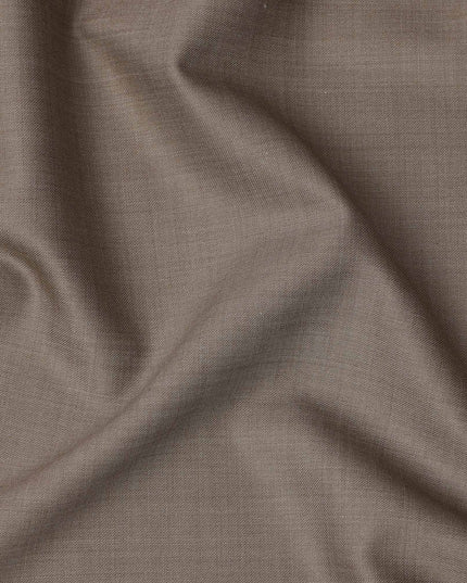 Taupe Solid Italian Wool Suiting Fabric, 150 Cms, Italy-D25137