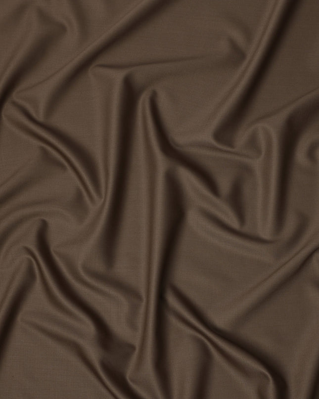 Chocolate Brown Solid Italian Wool Suiting Fabric, 150 Cms, Italy-D25135