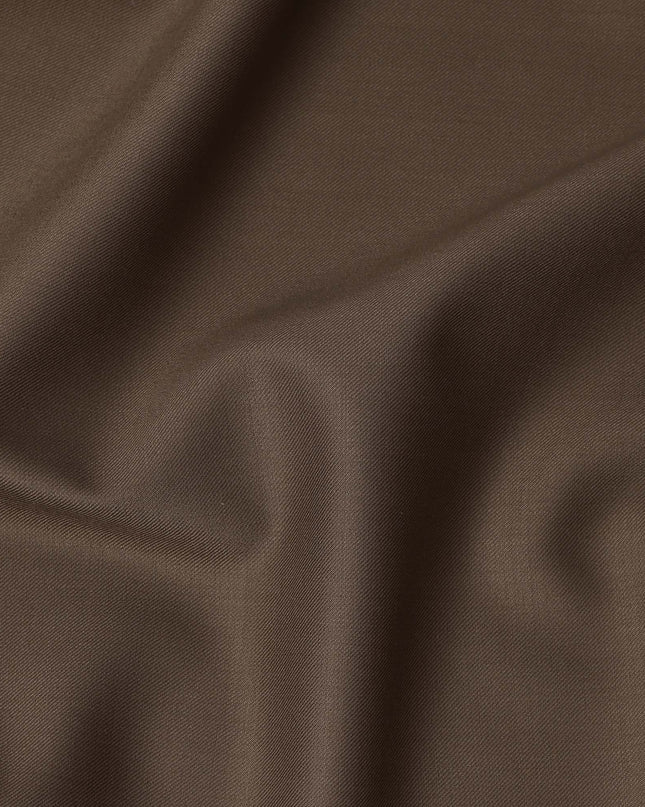 Chocolate Brown Solid Italian Wool Suiting Fabric, 150 Cms, Italy-D25135