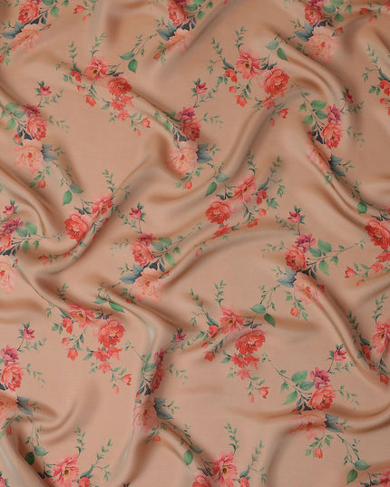Peach Floral Silk Chiffon Garbasaar 110cm