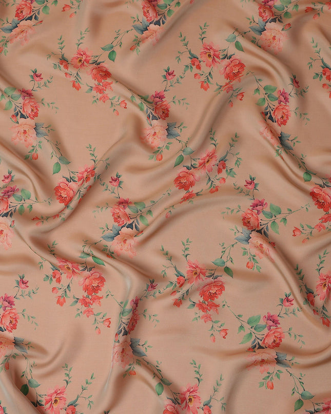 Peach Floral Silk Chiffon Garbasaar 110cm
