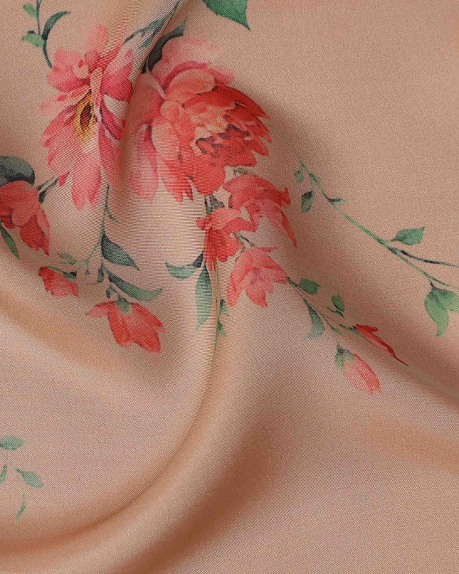Peach Floral Silk Chiffon Garbasaar 110cm