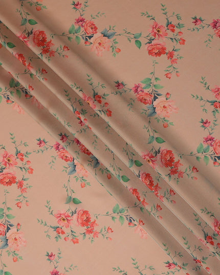 Peach Floral Silk Chiffon Garbasaar 110cm