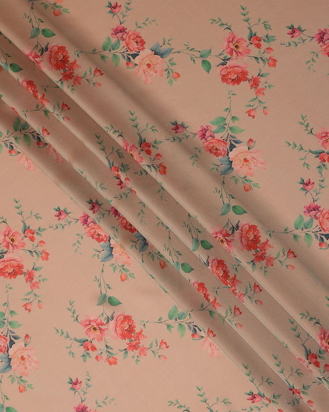 Peach Floral Silk Chiffon Garbasaar 110cm