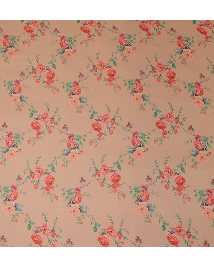 Peach Floral Silk Chiffon Garbasaar 110cm