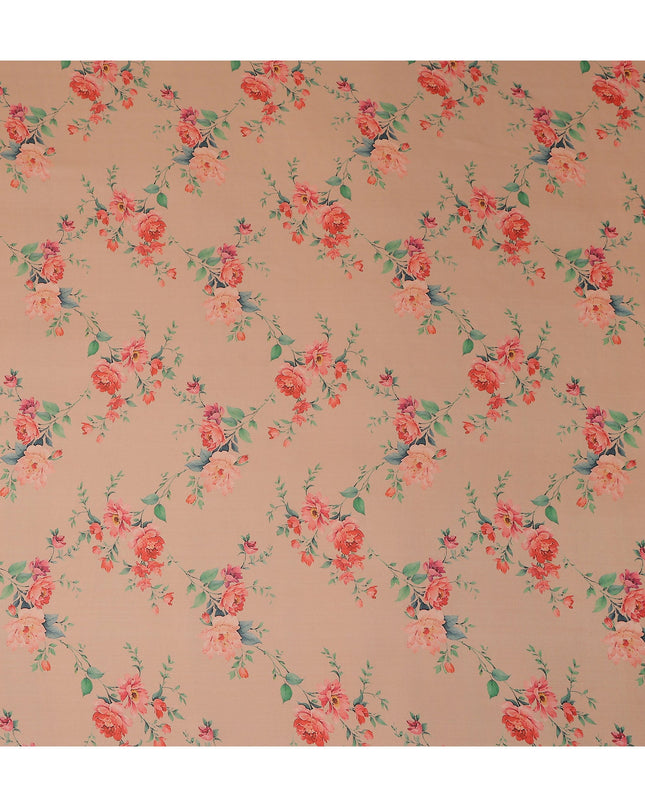 Peach Floral Silk Chiffon Garbasaar 110cm