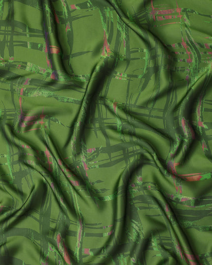 Green Abstract Print Pure Silk Chiffon 110cm Korea
