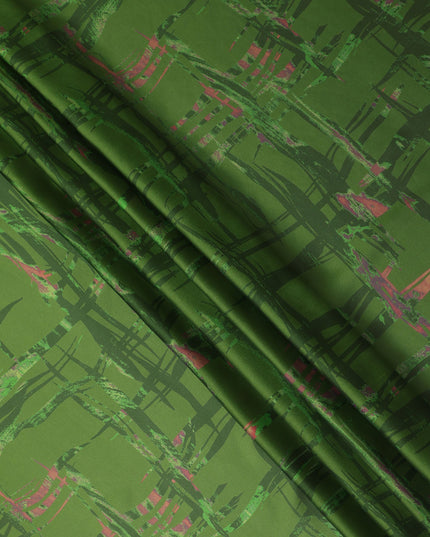 Green Abstract Print Pure Silk Chiffon 110cm Korea