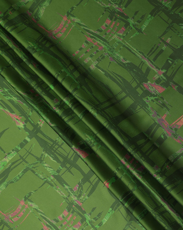 Green Abstract Print Pure Silk Chiffon 110cm Korea