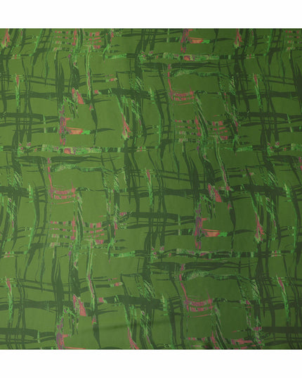 Green Abstract Print Pure Silk Chiffon 110cm Korea