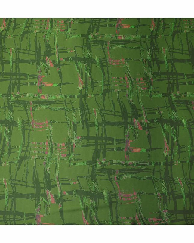 Green Abstract Print Pure Silk Chiffon 110cm Korea