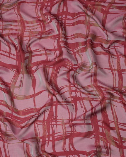 Pink Abstract Print Pure Silk Chiffon 110cm Korea