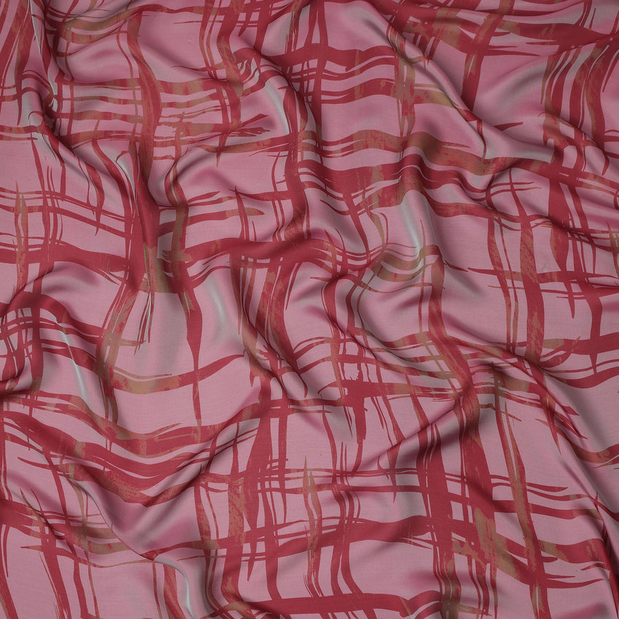 Pink Abstract Print Pure Silk Chiffon 110cm Korea