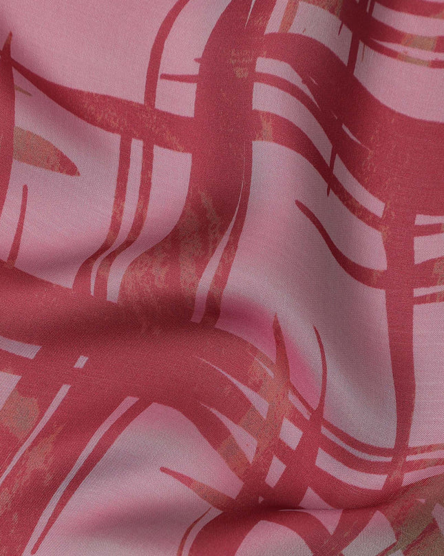 Pink Abstract Print Pure Silk Chiffon 110cm Korea