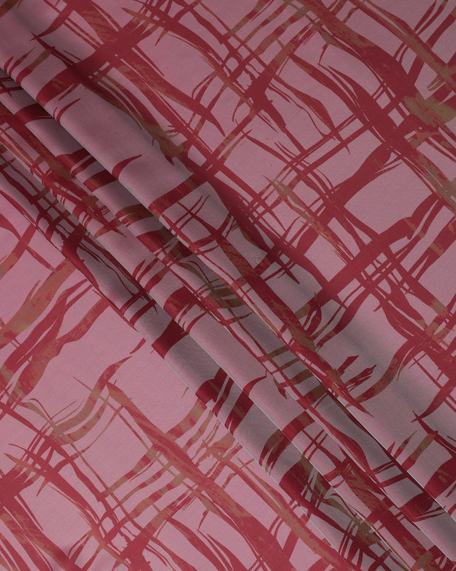 Pink Abstract Print Pure Silk Chiffon 110cm Korea