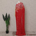 Scarlet Red French Lace Saree Piece
