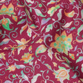 Burgundy Pink Floral Vine Printed Premium Spanish 100% Cotton Voile Fabric Soft Lightweight Breathable Apparel Craft Textile 150 Cms Wide, Made in Spain-D27495