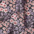 Charcoal Grey Floral Printed Premium Spanish 100% Cotton Voile Fabric Soft Lightweight Breathable Apparel Craft Textile 150 Cms Wide, Made in Spain-D27498