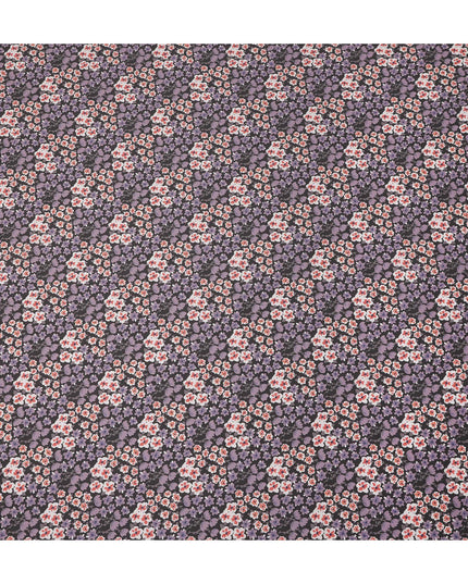 Charcoal Grey Floral Printed Premium Spanish 100% Cotton Voile Fabric Soft Lightweight Breathable Apparel Craft Textile 150 Cms Wide, Made in Spain-D27498