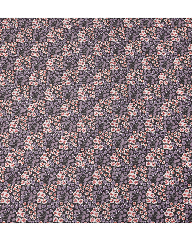 Charcoal Grey Floral Printed Premium Spanish 100% Cotton Voile Fabric Soft Lightweight Breathable Apparel Craft Textile 150 Cms Wide, Made in Spain-D27498