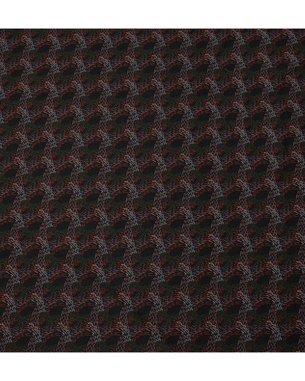 Black Abstract Stitched Printed Premium Spanish 100% Cotton Voile Fabric Soft Lightweight Breathable Apparel Craft Textile 150 Cms Wide, Made in Spain-D27507