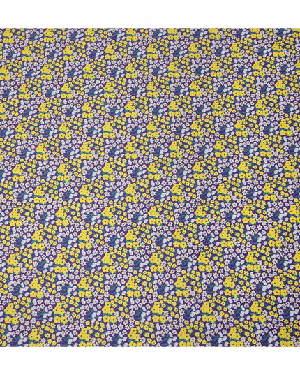 Purple Floral Printed Premium Spanish 100% Cotton Voile Fabric Soft Lightweight Breathable Apparel Craft Textile 150 Cms Wide, Made in Spain-D27496