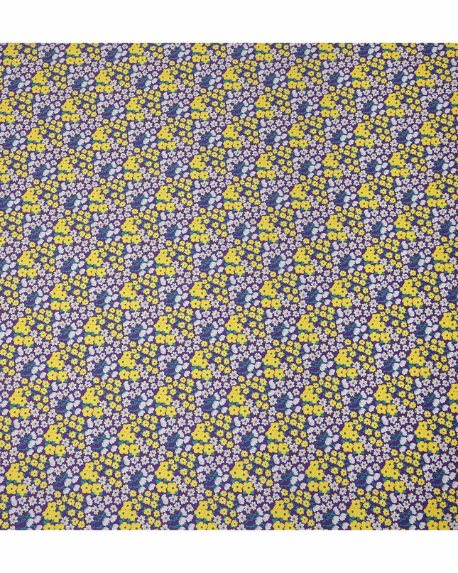 Purple Floral Printed Premium Spanish 100% Cotton Voile Fabric Soft Lightweight Breathable Apparel Craft Textile 150 Cms Wide, Made in Spain-D27496