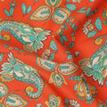 Red Paisley Floral Printed Premium Spanish 100% Cotton Voile Fabric Soft Lightweight Breathable Apparel Craft Textile 150 Cms Wide, Made in Spain-D27508