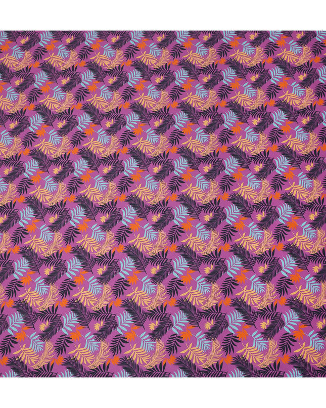 Purple Tropical Leaf Printed Premium Spanish 100% Cotton Voile Fabric Soft Lightweight Breathable Apparel Craft Textile 150 Cms Wide, Made in Spain-D27504