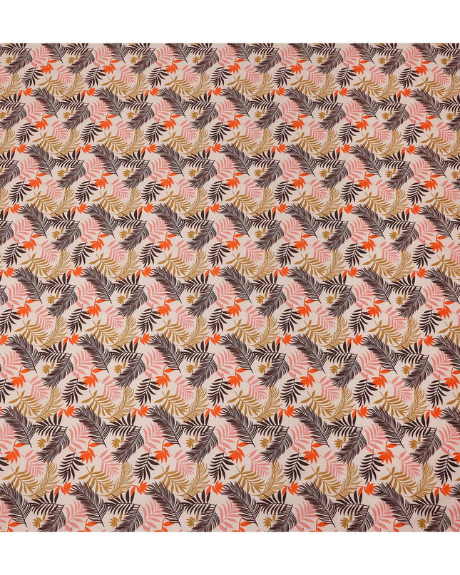 Peach Pink Tropical Leaf Printed Premium Spanish 100% Cotton Voile Fabric Soft Lightweight Breathable Apparel Craft Textile 150 Cms Wide, Made in Spain-D27503