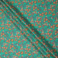Teal Green Paisley Floral Printed Premium Spanish 100% Cotton Voile Fabric Soft Lightweight Breathable Apparel Craft Textile 150 Cms Wide, Made in Spain-D27509