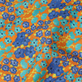 Orange Floral Printed Premium Spanish 100% Cotton Voile Fabric Soft Lightweight Breathable Apparel Craft Textile 150 Cms Wide, Made in Spain-D27497