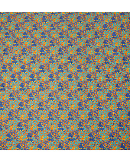 Orange Floral Printed Premium Spanish 100% Cotton Voile Fabric Soft Lightweight Breathable Apparel Craft Textile 150 Cms Wide, Made in Spain-D27497
