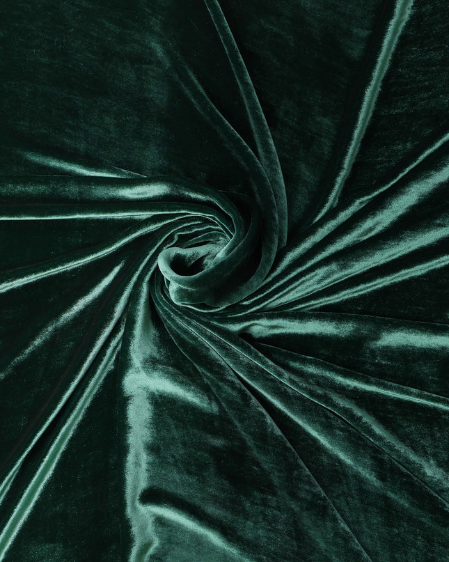 Emerald Green Silk Blended Velvet Fabric, 140 Cms Width, South Korea-D24646 Regal Fabrics